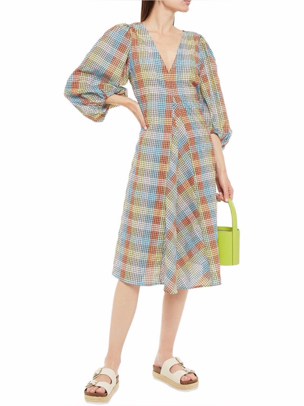 New w/o Tags Ganni Seersucker Midi Dress size 4.